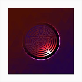Geometric Neon Glyph on Jewel Tone Triangle Pattern 073 Canvas Print