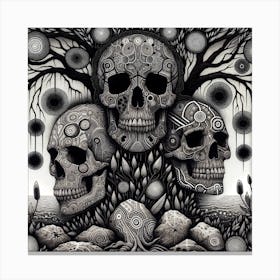 Skulls In The Tree Canvas Print