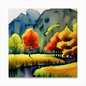 Autumn In Watercolor Canvas Print