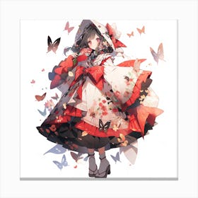 Anime Girl With Butterflies Canvas Print