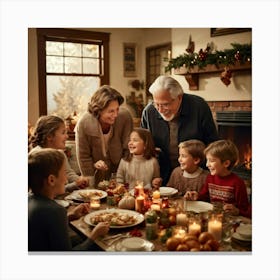 A Heartwarming Depiction Of A Multigenerational Family Reveling In Their Thanksgiving Gathering Lov Canvas Print