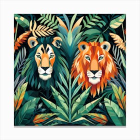 Lions In The Jungle 5 Canvas Print