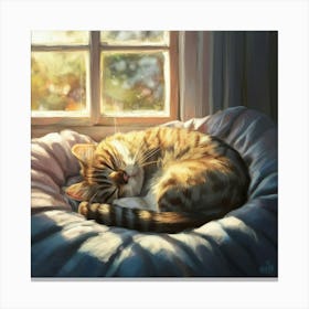 Cat Sleeping By The Window Canvas Print