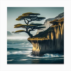 Lone Tree On Cliff Canvas Print