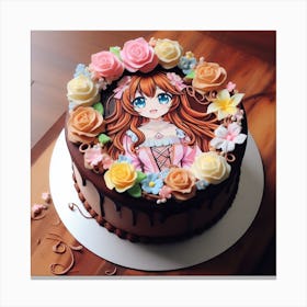 Anime Girl chocolate Cake delight Canvas Print