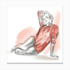 Marilyn Monroe in the “Red Sweater” sitting Canvas Print