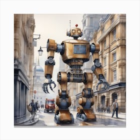 Robot On The Street 49 Canvas Print