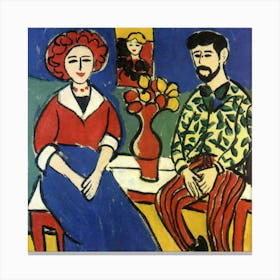 Couple Sitting At A Table Canvas Print
