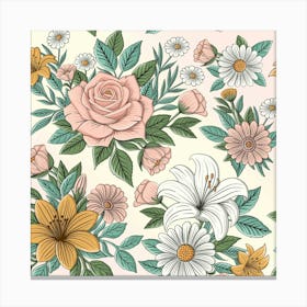 Floral Seamless Pattern Canvas Print