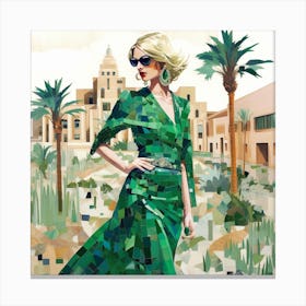 Woman In A Green Dress Canvas Print