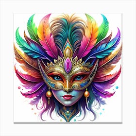 A Mystical And Enchanting Venetian Carnival Mask With Feathers And Jewels Canvas Print