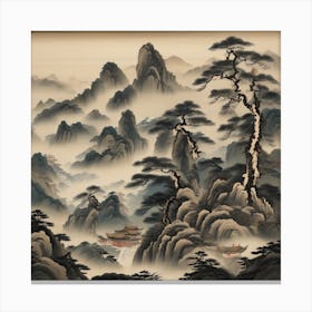 Asian mountain scene Canvas Print