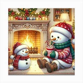 Christmas Snowman Canvas Print