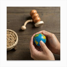 Hands Holding A Globe Canvas Print