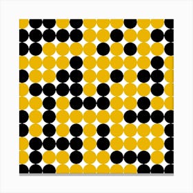 Yellow And Black Dots Canvas Print