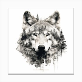 Wolf Double Exposure Canvas Print