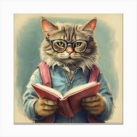 Cat Reading A Book 2 Canvas Print