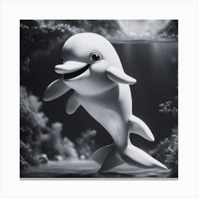 Black and White Dolphin Canvas Print