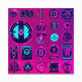 Neon Icon Set Canvas Print