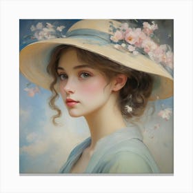 Girl In A Hat Art Print Canvas Print