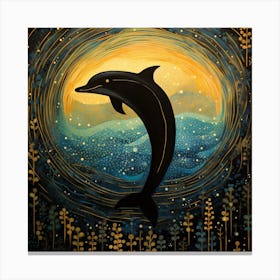 Dolphin At Night Canvas Print