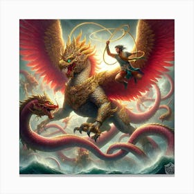 Dragon And A Woman Canvas Print