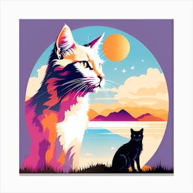 Cat and The Sky digital art, cat art Canvas Print