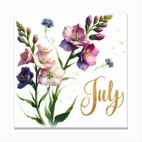 Larkspur - July Birth Flower Canvas Print