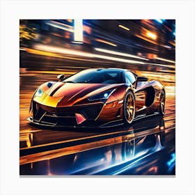 Lamborghini At Night Canvas Print