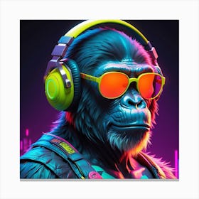 Gorilla With Headphones Canvas Print