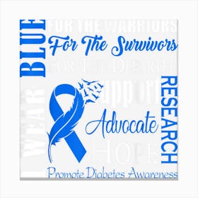 I Wear Blue Ribbon For Promote Type 1 Diabetes Awareness T1d Canvas Print