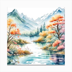 Watercolor Landscape Painting Canvas Print