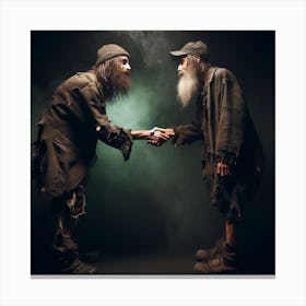 Two Old Men Shaking Hands Canvas Print