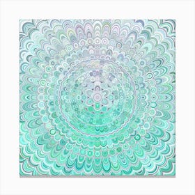 Turquoise Ice Flower Mandala Canvas Print