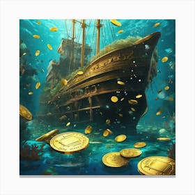 Pirate Ship With Gold Coins 4 Canvas Print