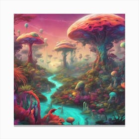 Imagination, Trippy, Synesthesia, Ultraneonenergypunk, Unique Alien Creatures With Faces That Looks (24) Canvas Print