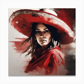 Woman In A Red Hat 2 Canvas Print