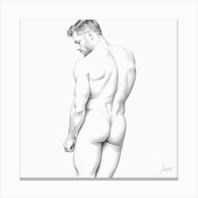 Nude Male Drawing 1, abstract butt Canvas Print
