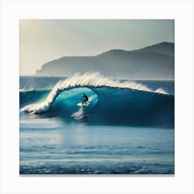 Surfer Riding A Wave Canvas Print