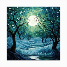 Moonlight In The Forest 2 Canvas Print