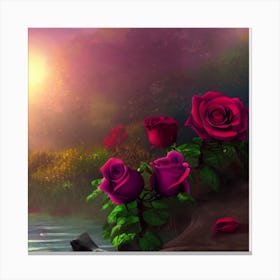 Roses By The Water Canvas Print