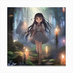 Anime Girl In The Forest 3 Canvas Print