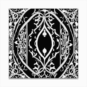 Black And White Thin Gothic Ornament In The Form O Canvas Print