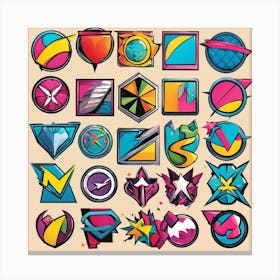 Set Of Colorful Logos Canvas Print