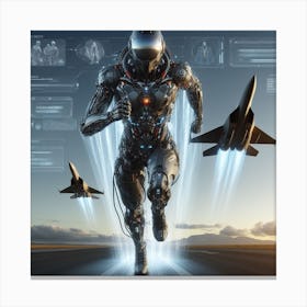 Futuristic Robot Running 8 Canvas Print