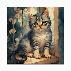 Kitten In The Window Canvas Print