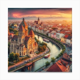 Sunset In Budapest Canvas Print