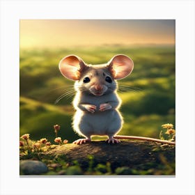 Mouse On A Rock Canvas Print