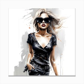 Girl In Sunglasses Canvas Print