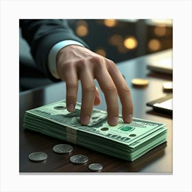 Businessman Putting Money On Desk Toile